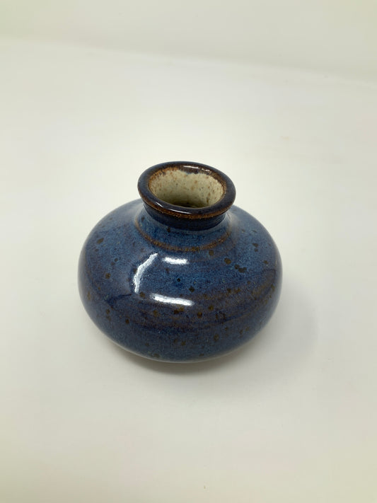 Long neck Bud Vase - blue/brown gloss