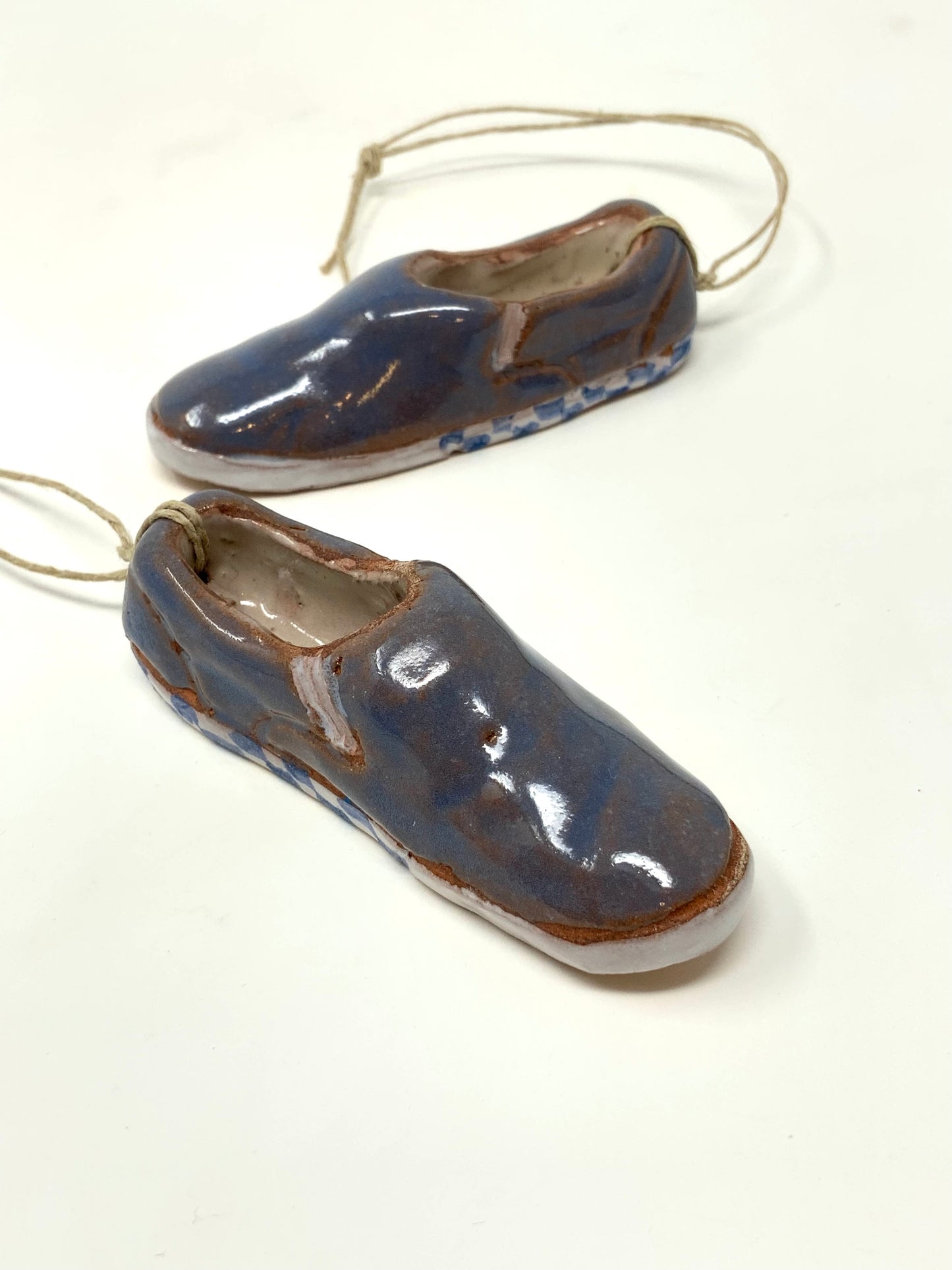 Slip-on Charm -- Blue checkerboard