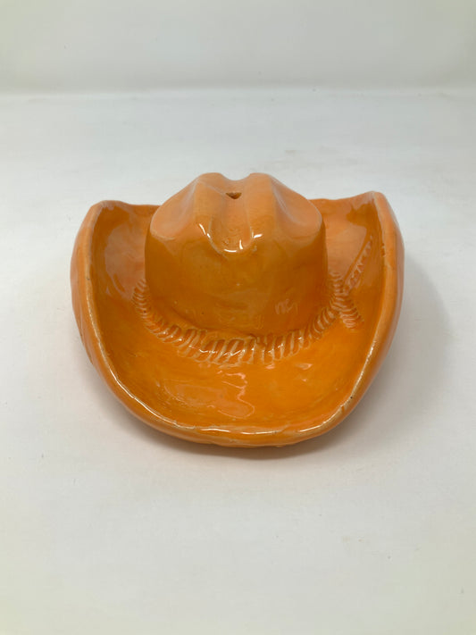 Western Hat Incense Burner—orange sherbet