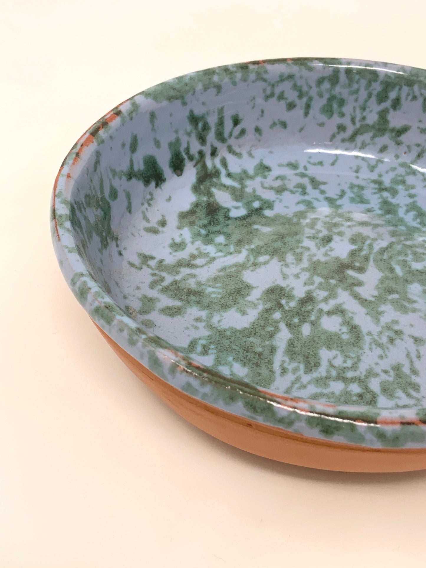 Spongeware Low Bowl— Sky & Pine