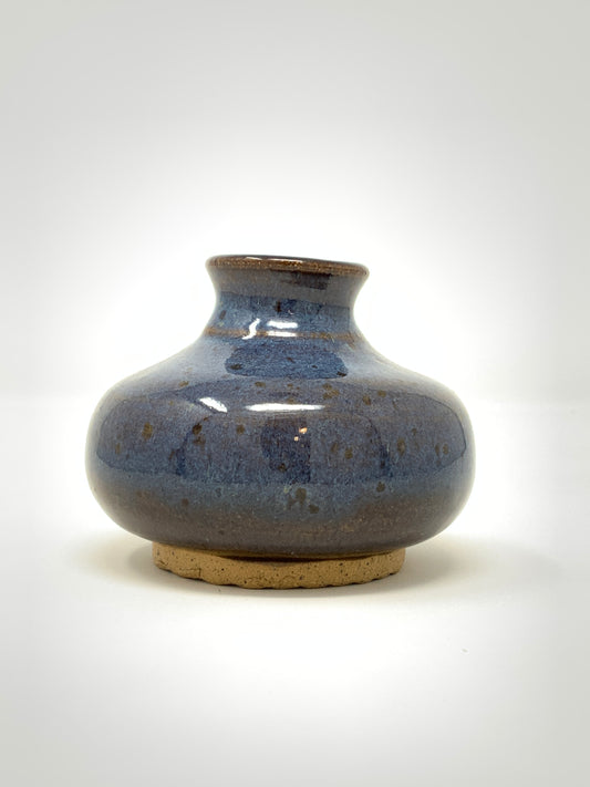 Long neck Bud Vase - blue/brown gloss