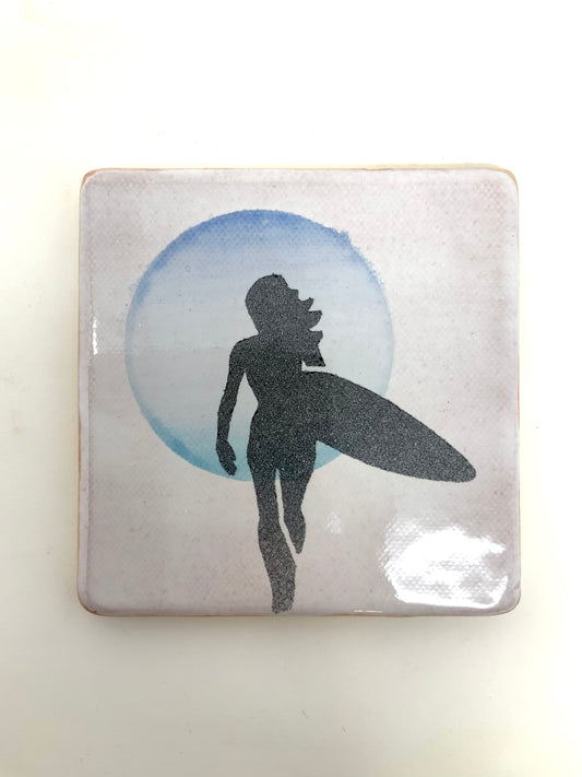 Surfer Wahine Coaster -- blue