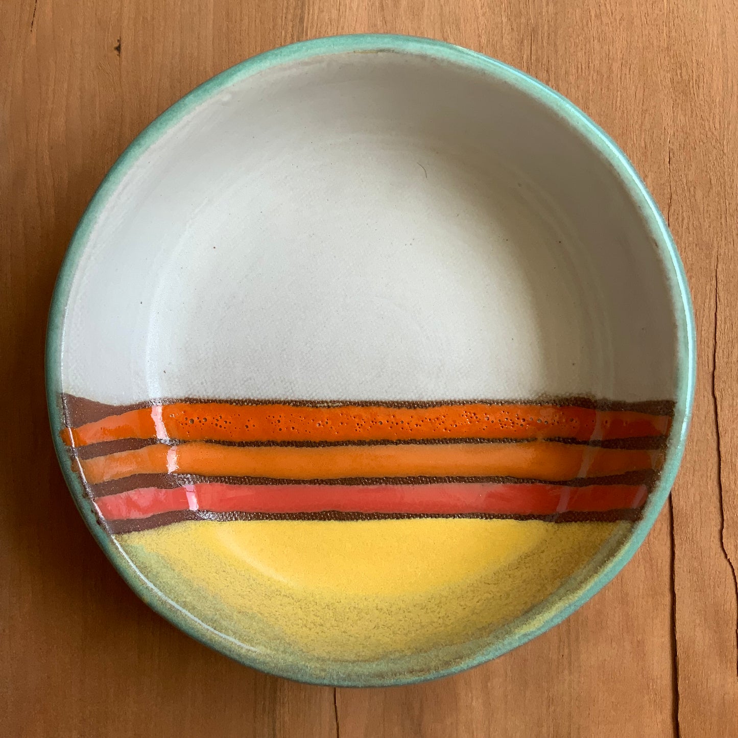 Retro Stripe Low Bowl—yellow